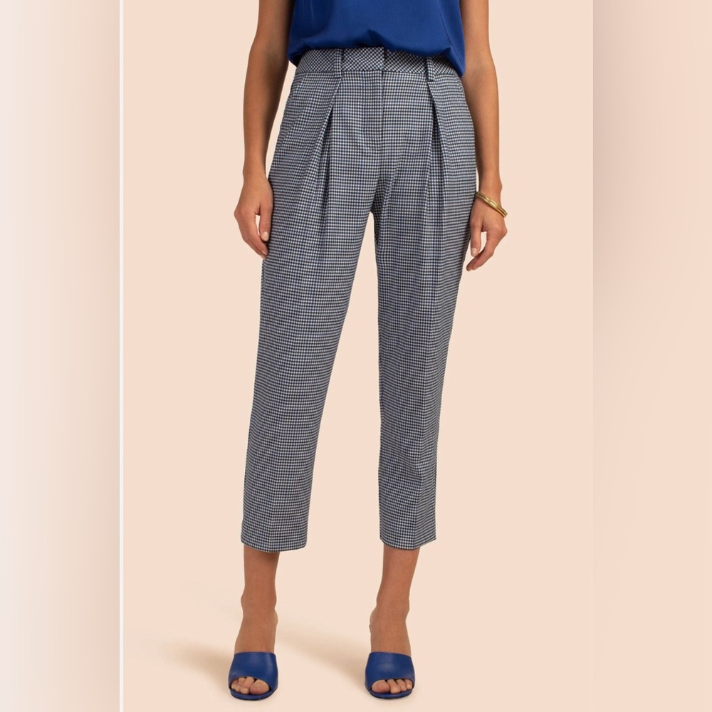 Trina Turk Avan Blue Houndstooth Capri Pant
